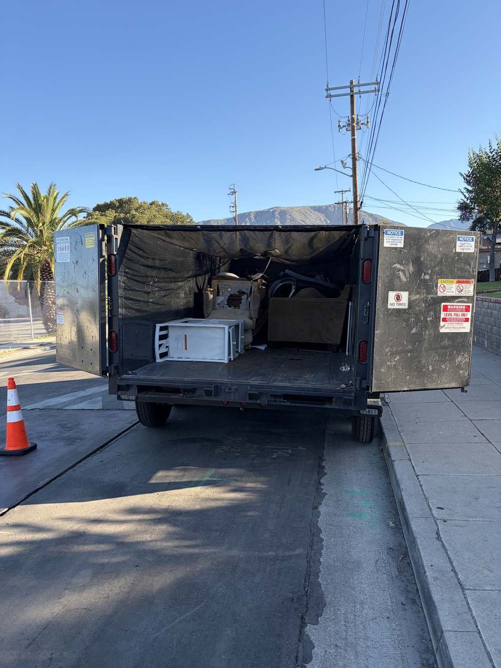 Furniture removal job loaded for haul-away in the San Fernando Valley